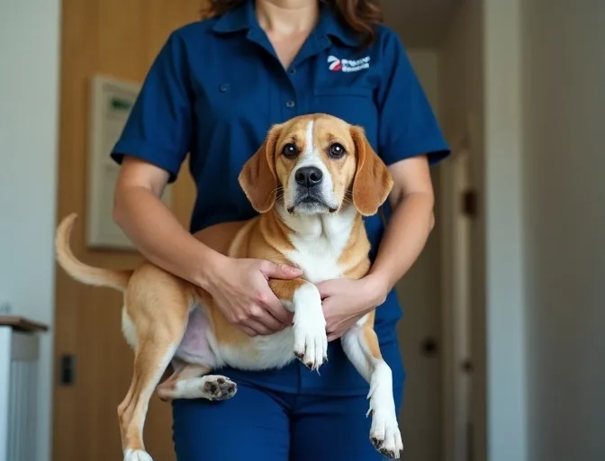 Technician respectfully transporting a deceased dog in Humevale